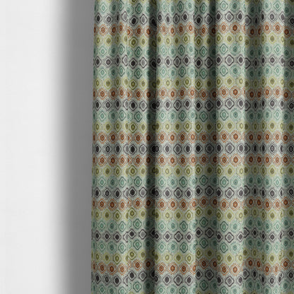 Multicoloured Geometric Pattern Trellis Theme Chenille Material Upholstery Fabrics JO-1042 - Made To Measure Curtains