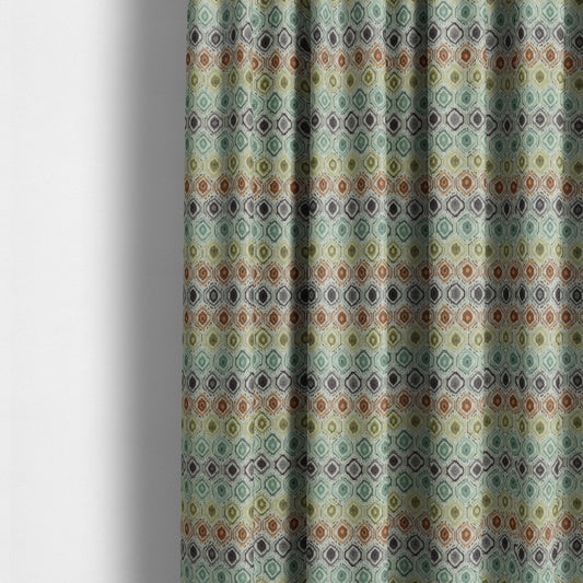 Multicoloured Geometric Pattern Trellis Theme Chenille Material Upholstery Fabrics JO-1042 - Made To Measure Curtains