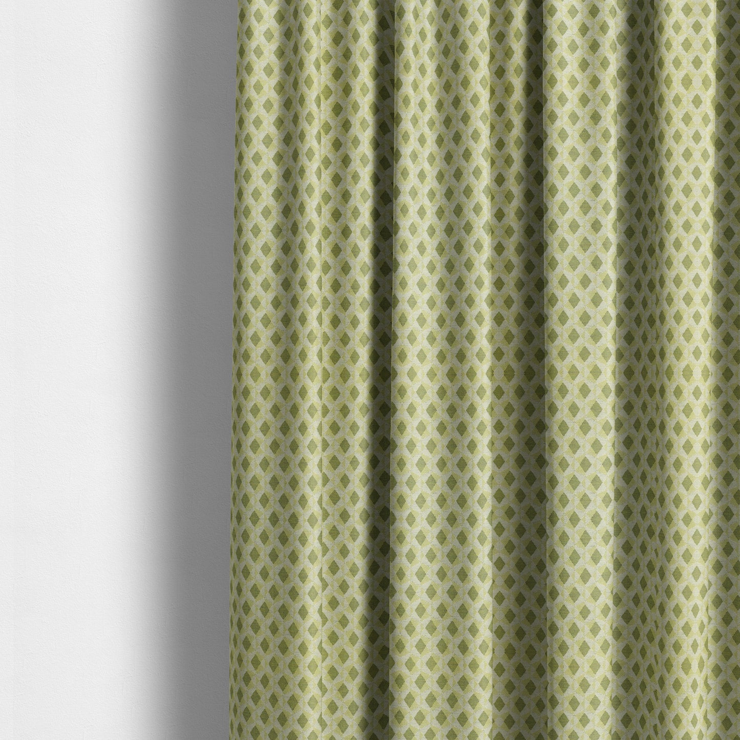 Green Coloured Chenille Geometric Pattern Upholstery Fabric JO-1047 - Made To Measure Curtains