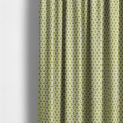 Green Coloured Chenille Geometric Pattern Upholstery Fabric JO-1047 - Made To Measure Curtains