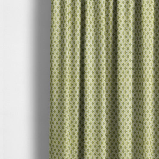 Green Coloured Chenille Geometric Pattern Upholstery Fabric JO-1047 - Made To Measure Curtains