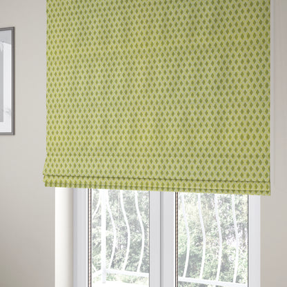 Green Coloured Chenille Geometric Pattern Upholstery Fabric JO-1047 - Roman Blinds