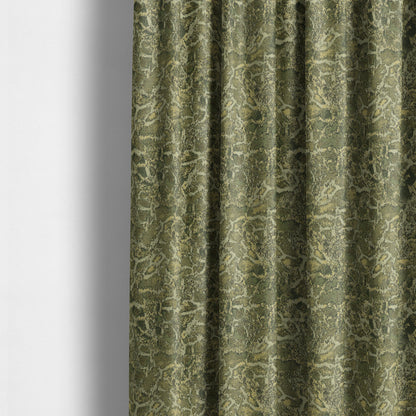 Abstract Camouflage Pattern In Green Colour Chenille Jacquard Upholstery Fabric JO-1048 - Made To Measure Curtains