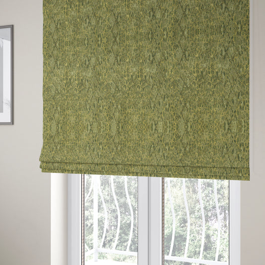 Abstract Camouflage Pattern Green Colour Chenille Jacquard Upholstery Fabric JO-1049 - Roman Blinds