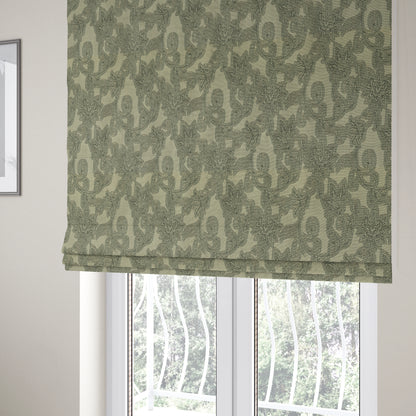 Grey Coloured Floral Chenille Furnishing Upholstery Fabric JO-1051 - Roman Blinds