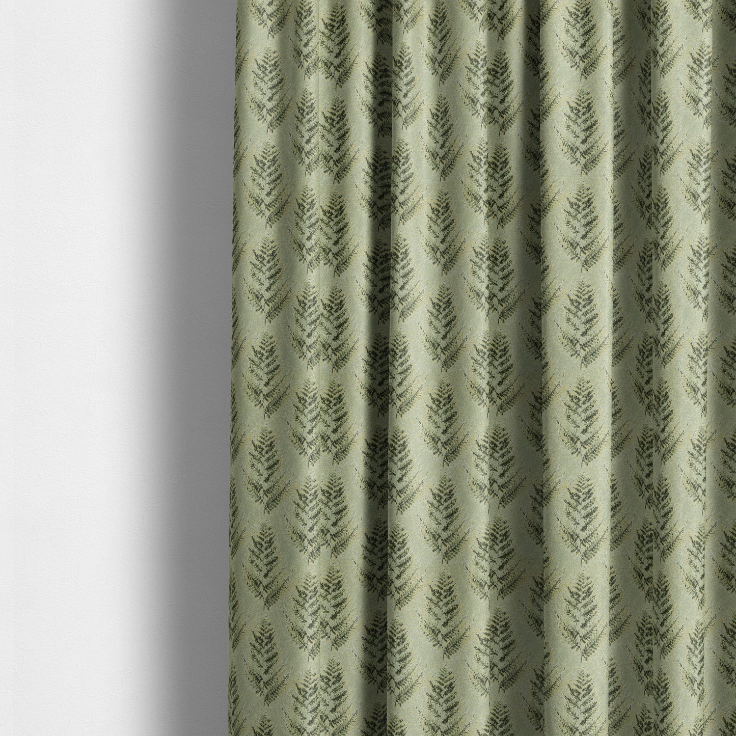 Shine Tone Green Silver Colour Tree Pattern Chenille Furnishing Upholstery Fabric JO-1052 - Made To Measure Curtains