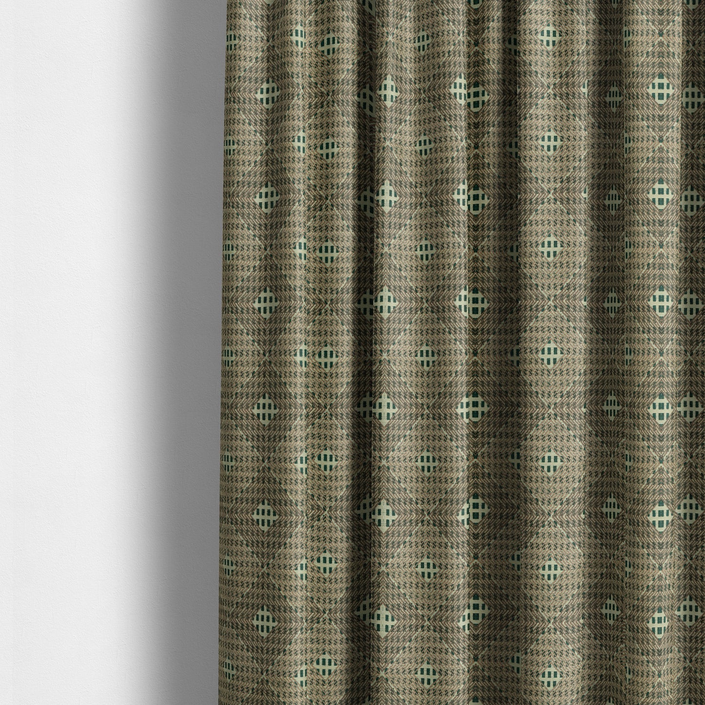 Teal Pink Colour Modern Geometric Pattern Soft Chenille Upholstery Fabric JO-1058 - Made To Measure Curtains