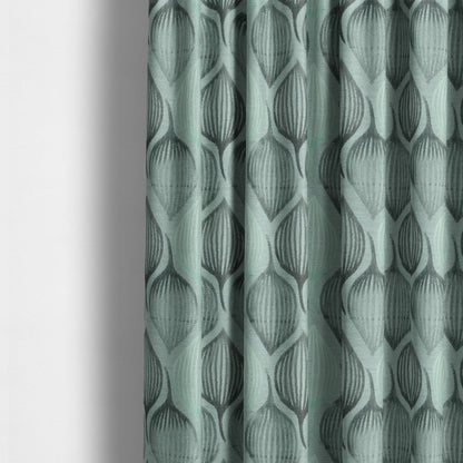 Geometric Balloon Pattern Cut Velvet Material Jade Green Grey Colour Upholstery Fabric JO-1065 - Made To Measure Curtains