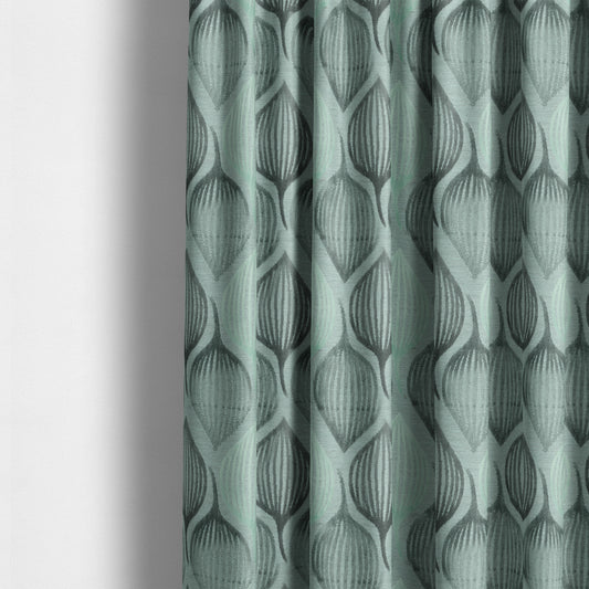 Geometric Balloon Pattern Cut Velvet Material Jade Green Grey Colour Upholstery Fabric JO-1065 - Made To Measure Curtains