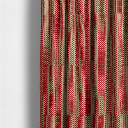 Vertical Striped Chenille Material In Red Beige Colour Upholstery Fabric JO-1067 - Made To Measure Curtains