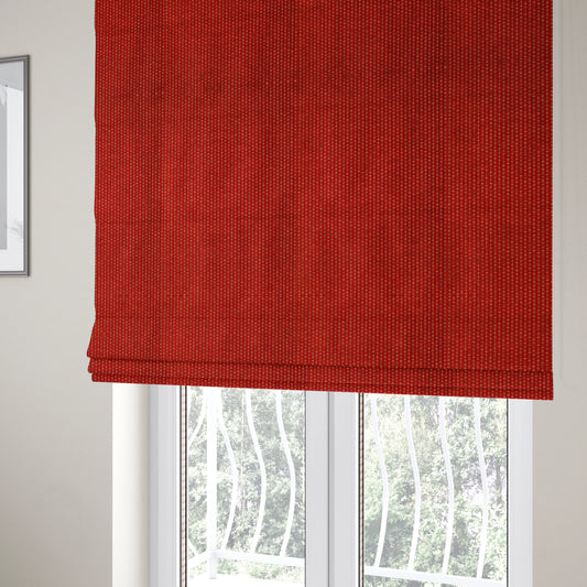 Red Colour Semi Plain Pattern Soft Chenille Upholstery Fabric JO-1072 - Roman Blinds