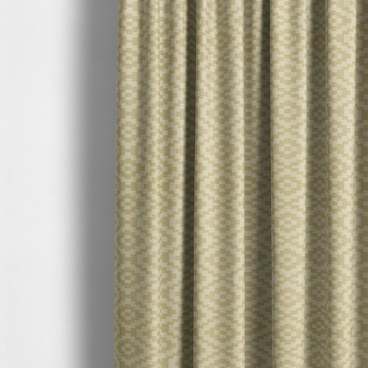 Beige Cream Colour Cubed Tetris Pattern Furnishing Upholstery Fabric JO-1075 - Made To Measure Curtains