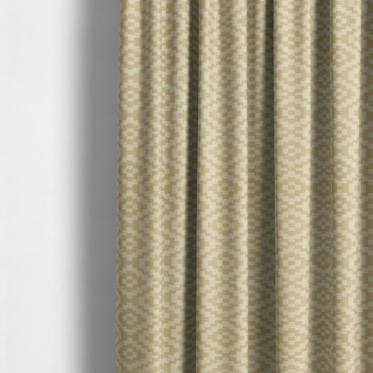 Beige Cream Colour Cubed Tetris Pattern Furnishing Upholstery Fabric JO-1075 - Made To Measure Curtains