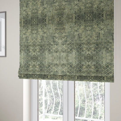 Traditional Damask Medallion Pattern Velvet Material Beige Grey Upholstery Fabric JO-1076 - Roman Blinds