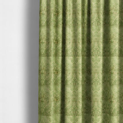 Medallion Pattern Velvet Material Green Beige Upholstery Fabric JO-1080 - Made To Measure Curtains