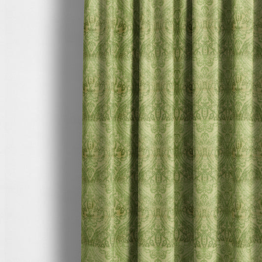 Medallion Pattern Velvet Material Green Beige Upholstery Fabric JO-1080 - Made To Measure Curtains