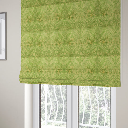 Medallion Pattern Velvet Material Green Beige Upholstery Fabric JO-1080 - Roman Blinds