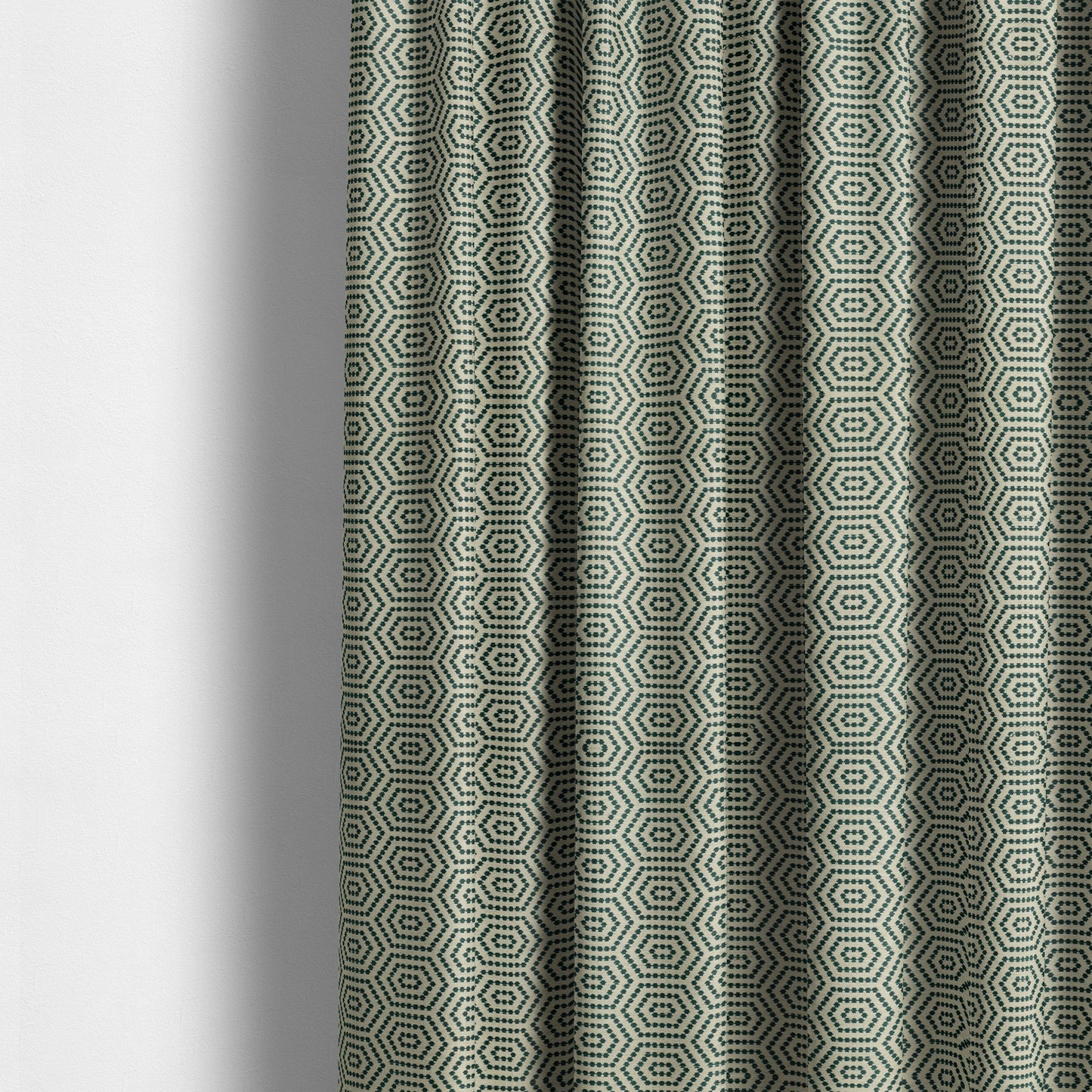 Teal Colour Modern Geometric Pattern Chenille Upholstery Fabric JO-1090 - Made To Measure Curtains