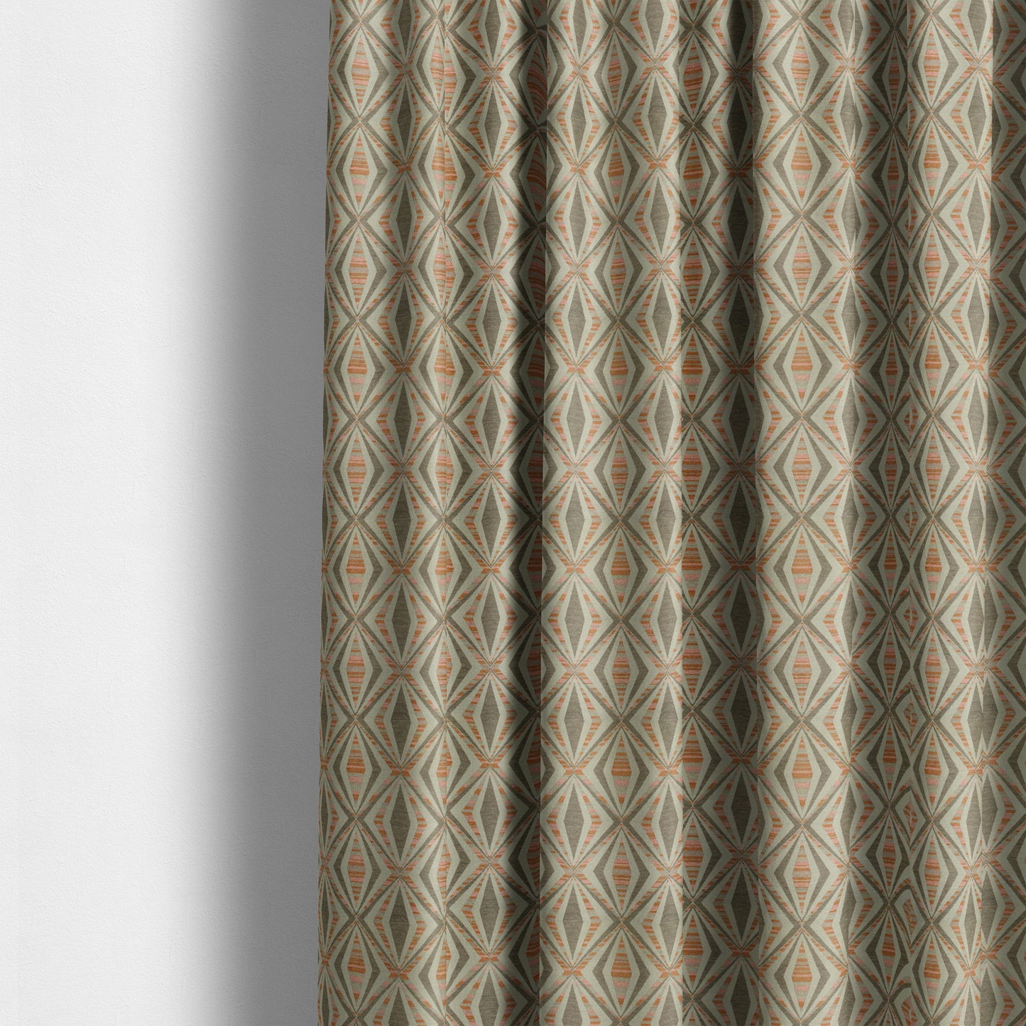 Geometric Modern Pattern In Brown Colour Chenille Upholstery Fabric JO-1092 - Made To Measure Curtains