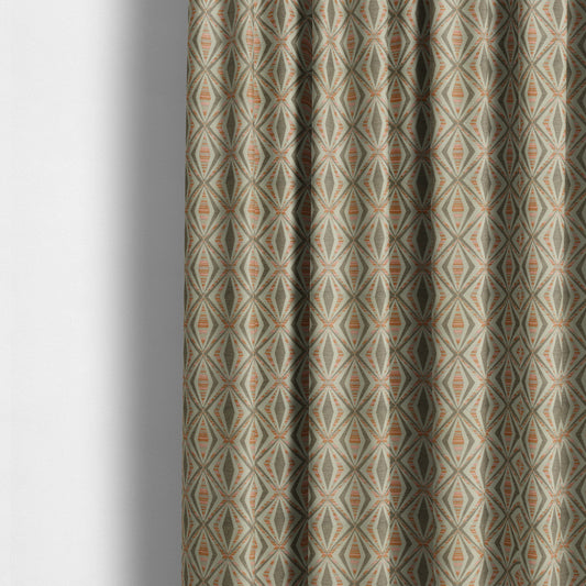 Geometric Modern Pattern In Brown Colour Chenille Upholstery Fabric JO-1092 - Made To Measure Curtains