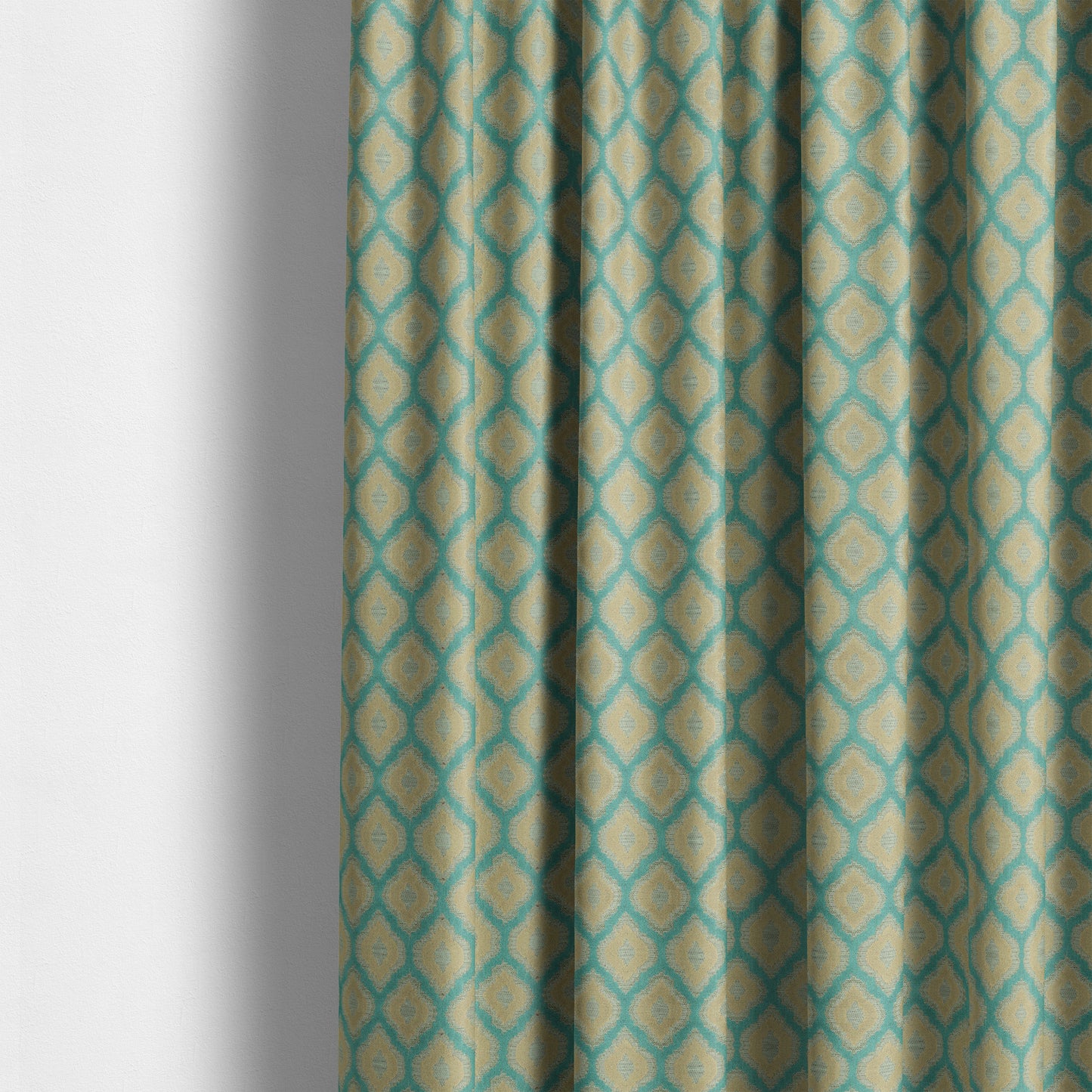 Medallion Uniform Theme Pattern Blue Beige Pattern Cut Velvet Upholstery Fabric JO-1099 - Made To Measure Curtains