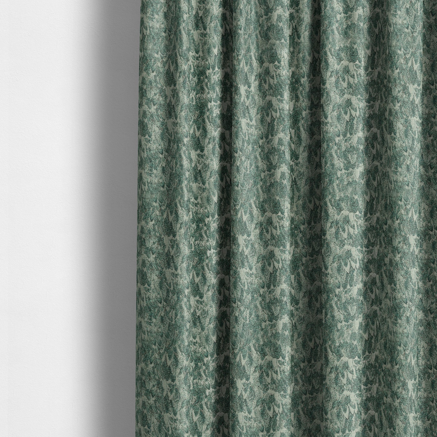 Shine Tone Teal Silver Colour Uniformed Leaf Pattern Chenille Furnishing Upholstery Fabric JO-1100 - Made To Measure Curtains