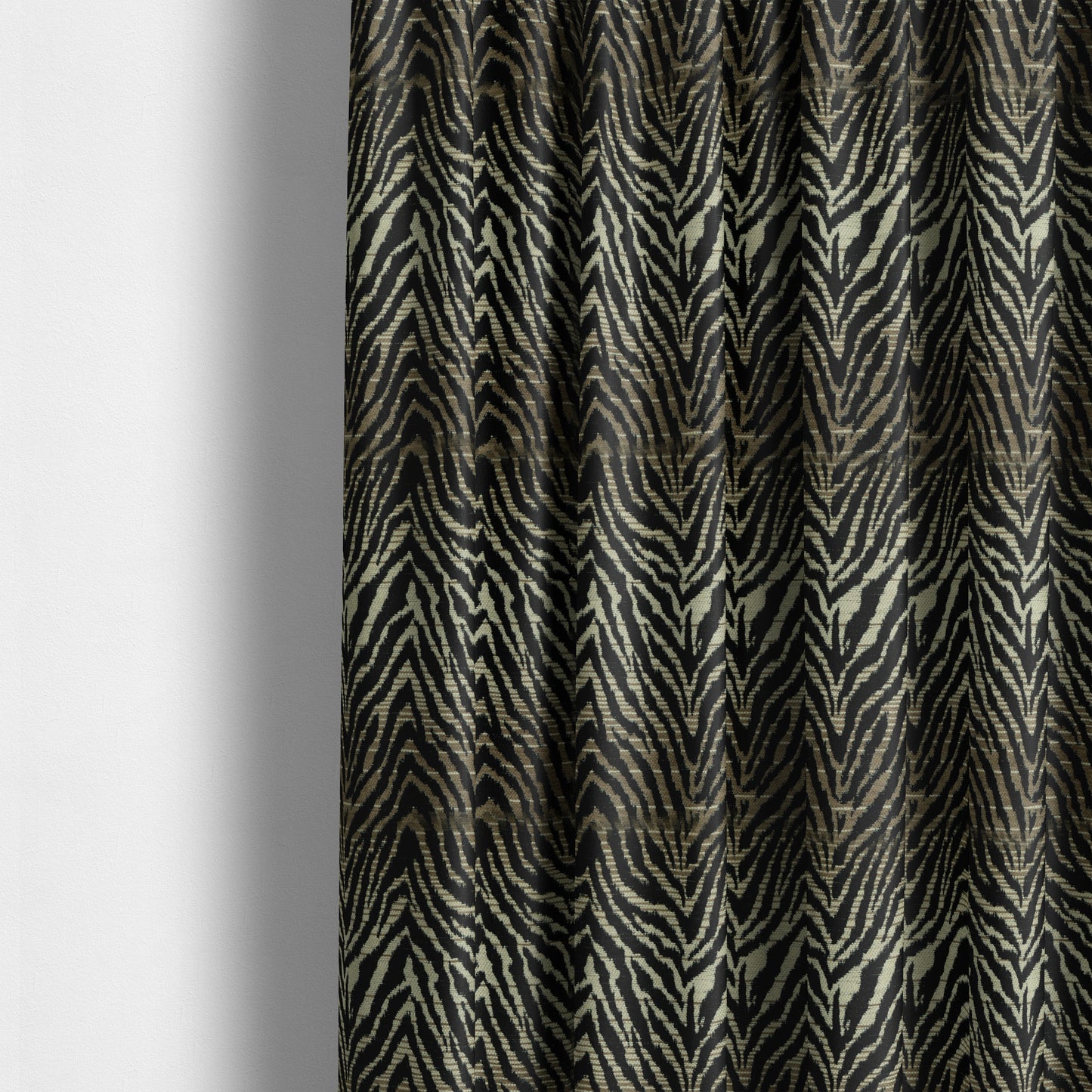 Animal Theme Zebra Jungle Pattern Black Brown Beige Coloured Soft Chenille Textured Upholstery Fabric JO-1102 - Made To Measure Curtains