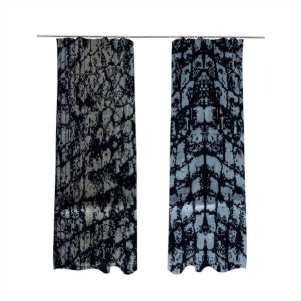 Scale Pattern Blue Grey Colour Velvet Textured Upholstery Fabric JO-1110 - Made To Measure Curtains