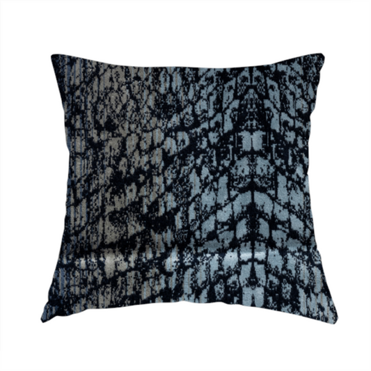 Scale Pattern Blue Grey Colour Velvet Textured Upholstery Fabric JO-1110 - Handmade Cushions