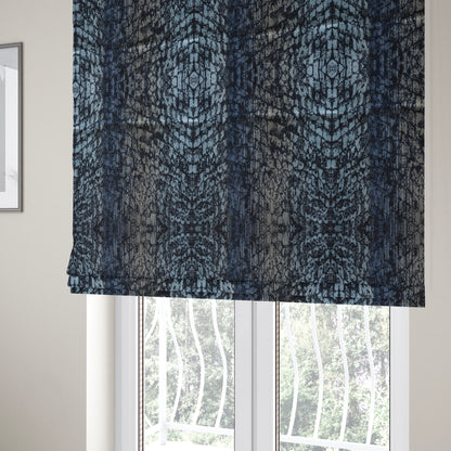 Scale Pattern Blue Grey Colour Velvet Textured Upholstery Fabric JO-1110 - Roman Blinds