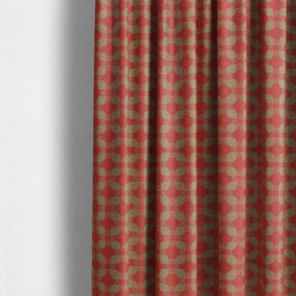 Red Pink Colour Medallion Pattern Chenille Upholstery Fabric JO-1111 - Made To Measure Curtains