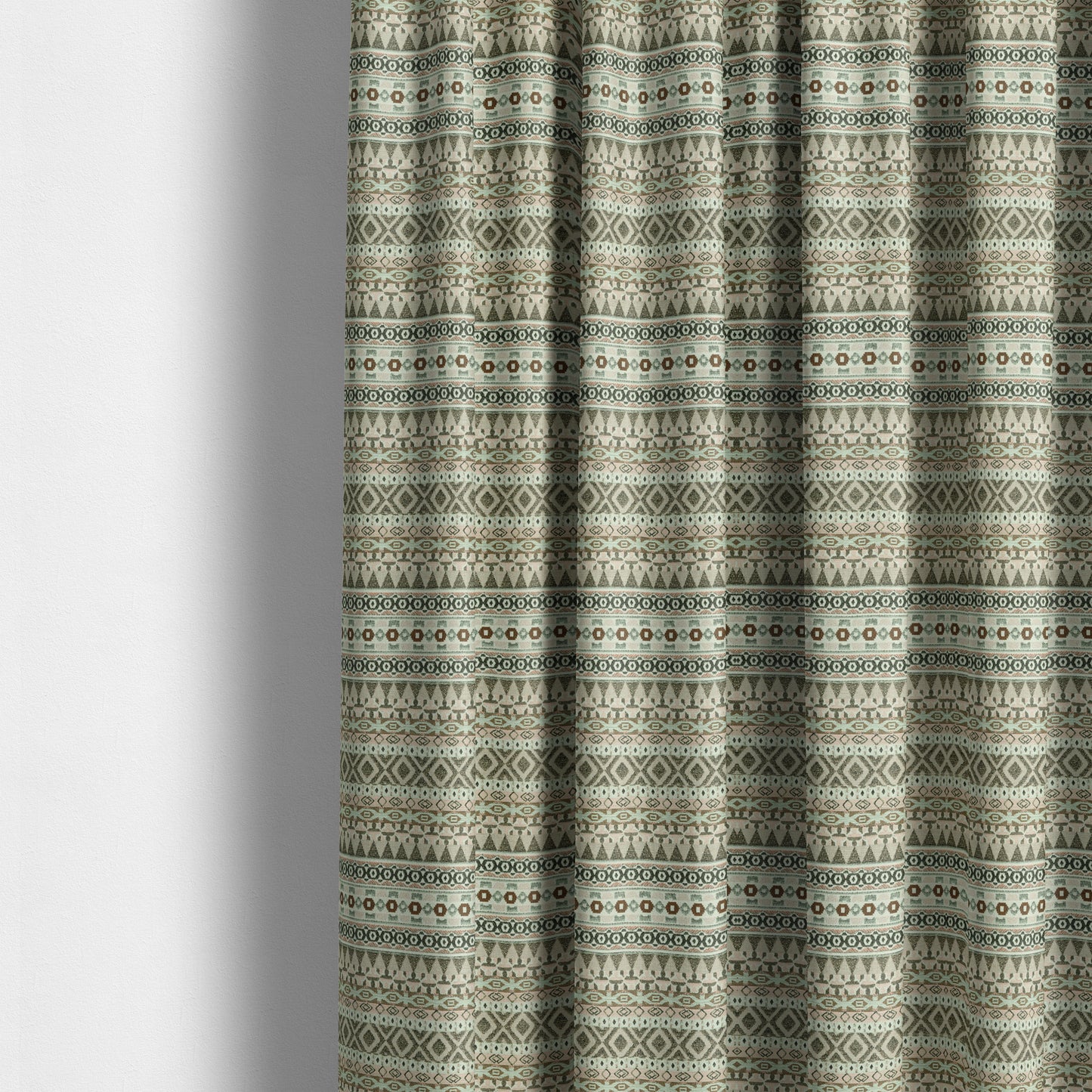 Pink White Green Colours Geometric Self Pattern Stripe Chenille Upholstery Fabric JO-1117 - Made To Measure Curtains