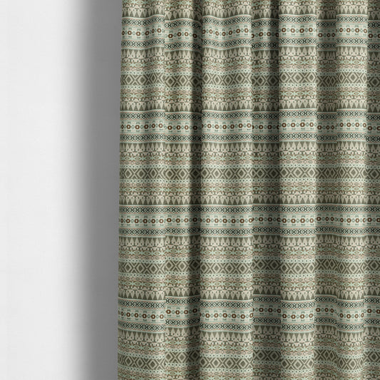 Pink White Green Colours Geometric Self Pattern Stripe Chenille Upholstery Fabric JO-1117 - Made To Measure Curtains