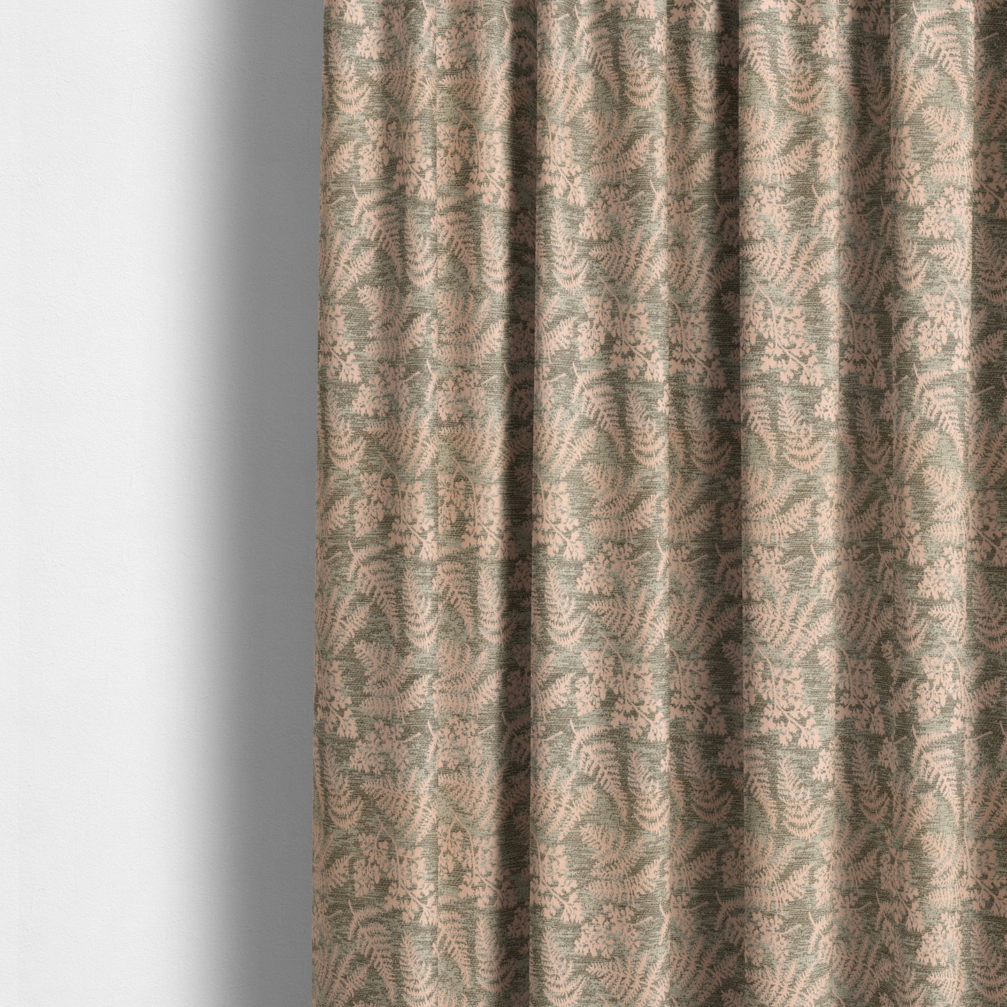 Leaf Pattern Chenille Pink Brown Colour Upholstery Fabric JO-1125 - Made To Measure Curtains