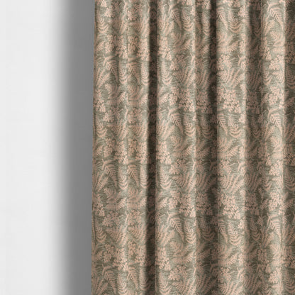 Leaf Pattern Chenille Pink Brown Colour Upholstery Fabric JO-1125 - Made To Measure Curtains