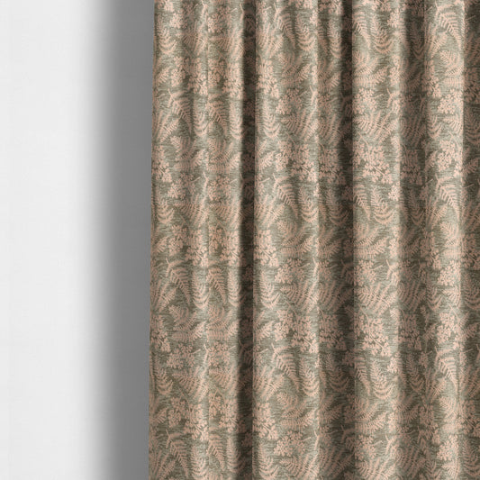 Leaf Pattern Chenille Pink Brown Colour Upholstery Fabric JO-1125 - Made To Measure Curtains