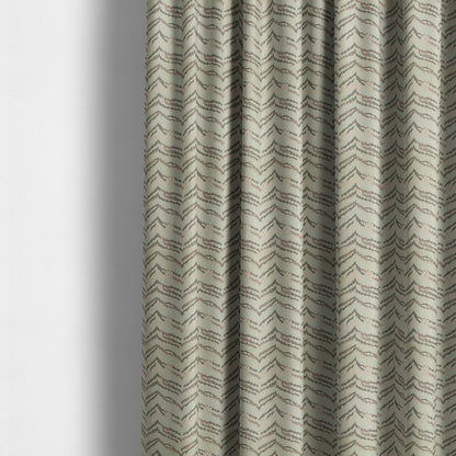 Wave Striped Pattern In Grey Pink Colour Chenille Jacquard Upholstery Fabric JO-1128 - Made To Measure Curtains