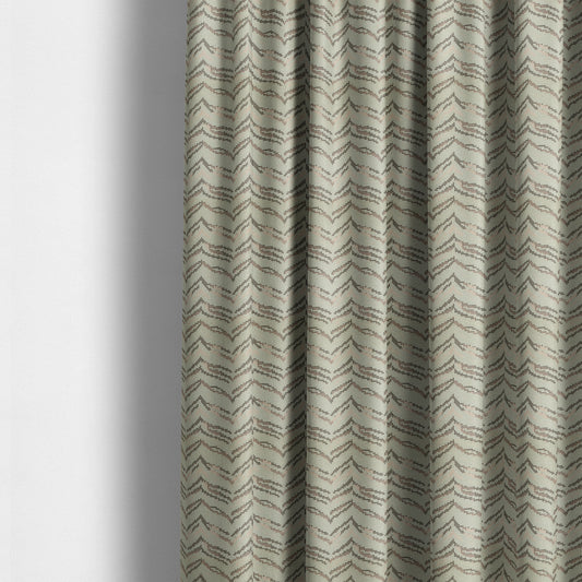 Wave Striped Pattern In Grey Pink Colour Chenille Jacquard Upholstery Fabric JO-1128 - Made To Measure Curtains