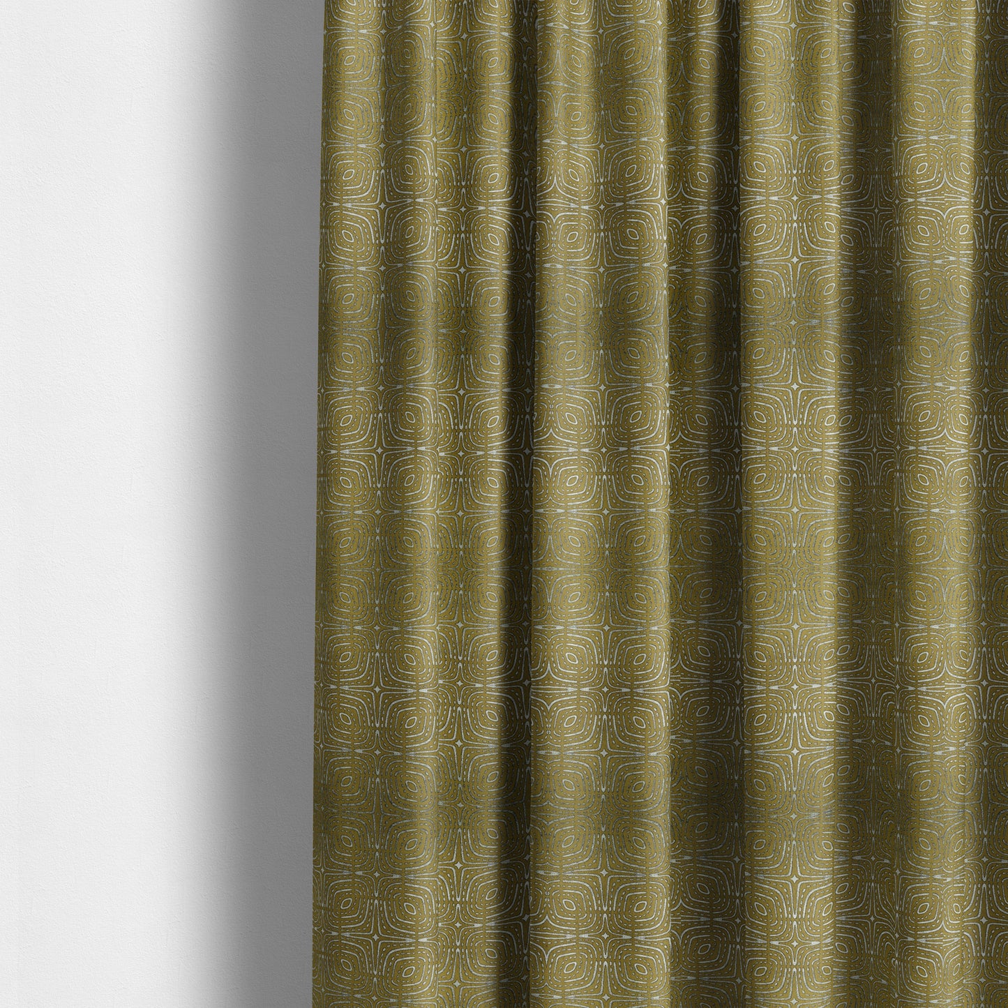 Yellow Silver Coloured Designer Geometric Pattern Soft Chenille Upholstery Fabric JO-113 - Made To Measure Curtains