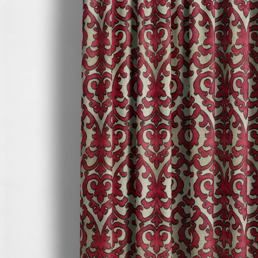 Fleur De Lis Theme Pattern Pink Purple Beige Pattern Cut Velvet Upholstery Fabric JO-1130 - Made To Measure Curtains