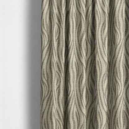 Zebra Striped Inspired Pattern Chenille Material Brown Cream Colour Upholstery Fabric JO-1133 - Made To Measure Curtains