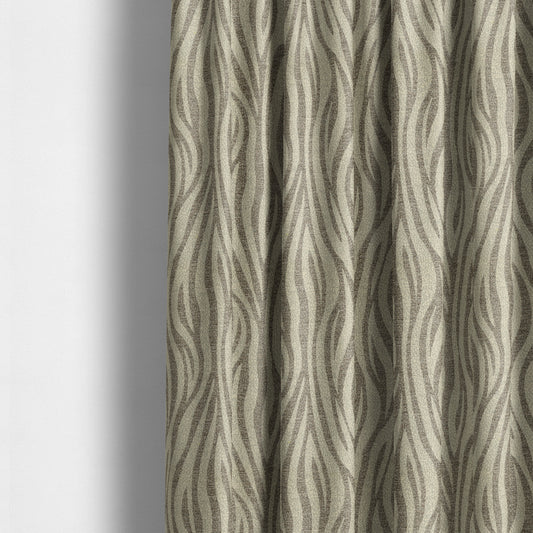 Zebra Striped Inspired Pattern Chenille Material Brown Cream Colour Upholstery Fabric JO-1133 - Made To Measure Curtains