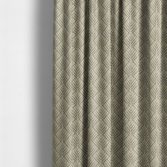 Palm Tree Striped Pattern Chenille Brown Cream Colour Upholstery Fabric JO-1134 - Made To Measure Curtains