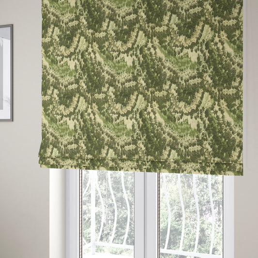 Camouflage Inspired Pattern Chenille Material Beige Green Upholstery Fabric JO-1136 - Roman Blinds