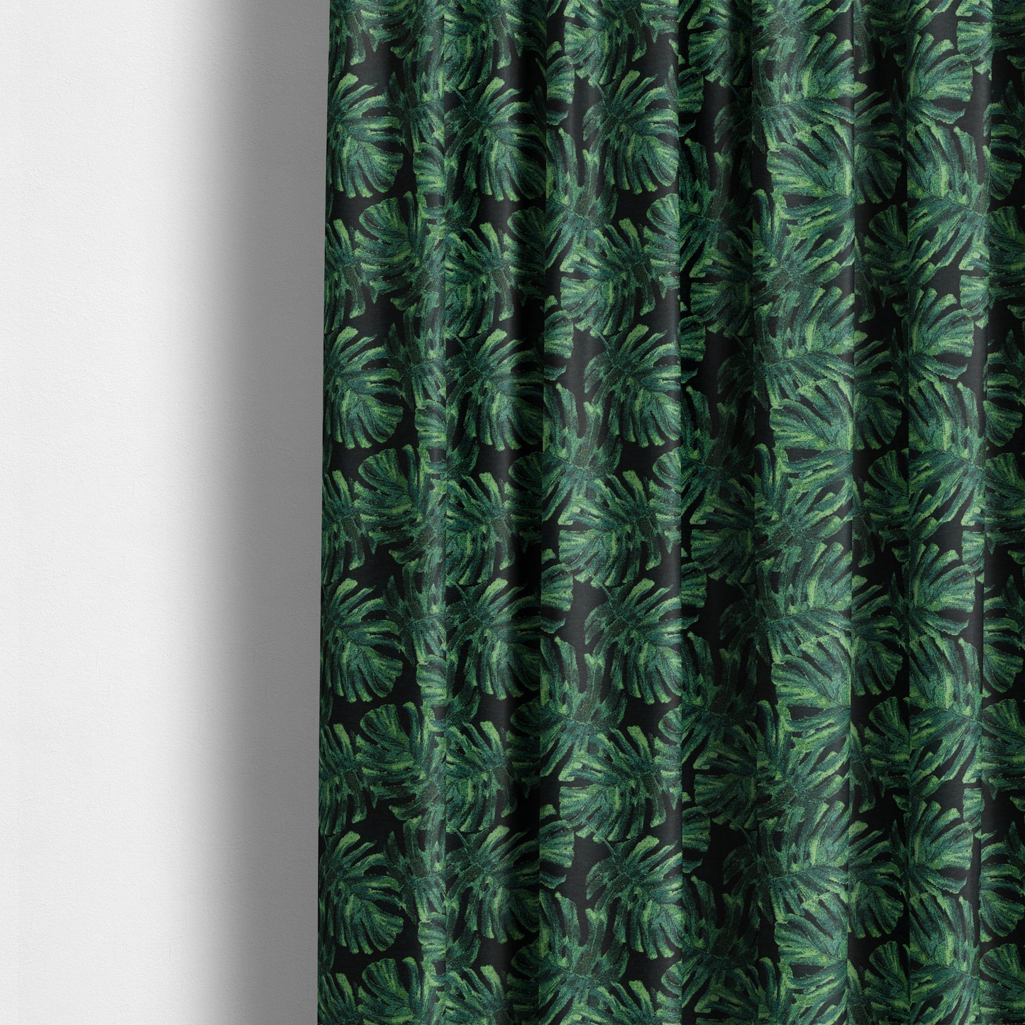 Jungle Leaf Pattern Green Blue Colour Soft Chenille Upholstery Fabric JO-1140 - Made To Measure Curtains