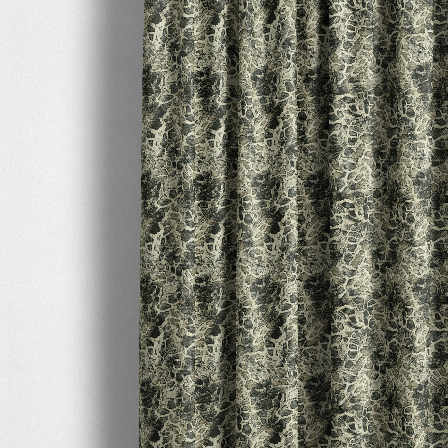 Old Stone Effect Pattern Black Beige Colour Soft Chenille Upholstery Fabric JO-1141 - Made To Measure Curtains