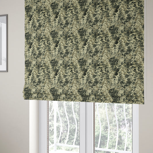 Old Stone Effect Pattern Black Beige Colour Soft Chenille Upholstery Fabric JO-1141 - Roman Blinds