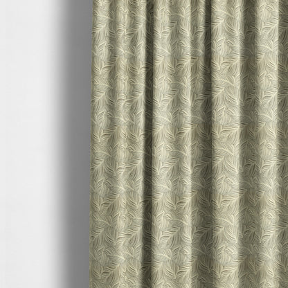 Leaf Pattern In Natural Cream Brown Colour Chenille Upholstery Fabric JO-1143 - Made To Measure Curtains