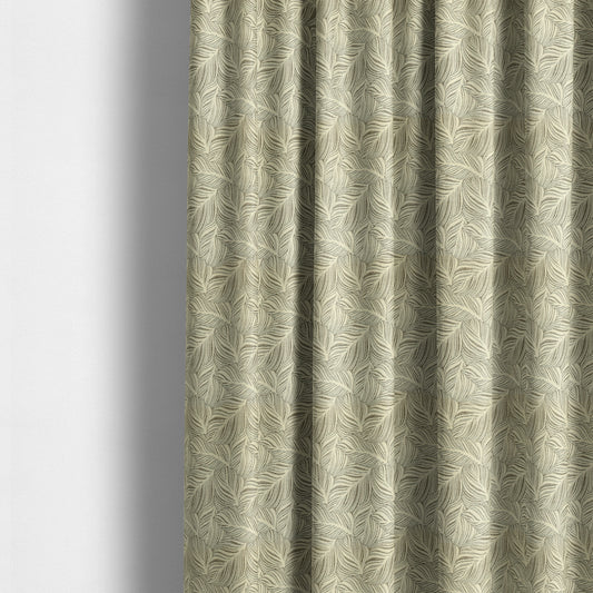 Leaf Pattern In Natural Cream Brown Colour Chenille Upholstery Fabric JO-1143 - Made To Measure Curtains