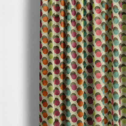 Modern Polka Dotted Pattern Cut Velvet Material Multi Coloured Upholstery Fabric JO-1146 - Made To Measure Curtains